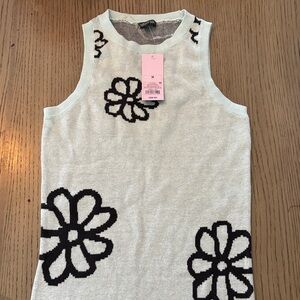 Floral Sleeveless Knit MIDI Dress - Black and Light Blue